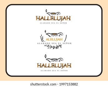 Lamp flame and olive branch vector illustration. Christian symbols.