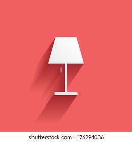 Lamp, flat icon isolated on a red background for your design, vector illustration