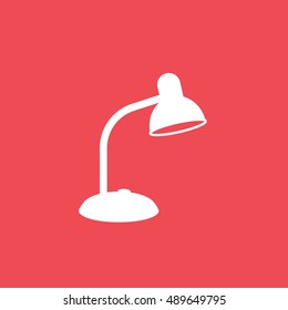 Lamp Flat Icon On Red Background