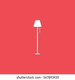 Lamp Flat Icon On Red Background