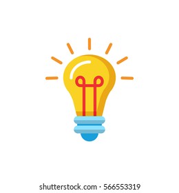 Lamp flat icon on white background. Creative idea in light bulb shape as inspiration concept. Vector illustration.