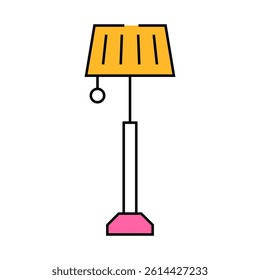 lamp floor bedroom interior line icon vector. lamp floor bedroom interior sign. isolated symbol illustration