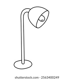 Lamp, floor lamp. Black and white illustration, hand drawn coloring.