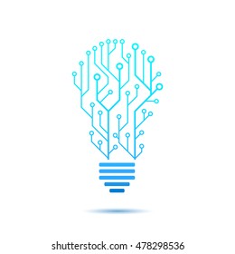 Lamp formed by chip connectors, idea generation icon, 2d vector icon, illustration isolated on white background, eps 10