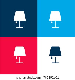 Lamp four color material and minimal icon logo set in red and blue