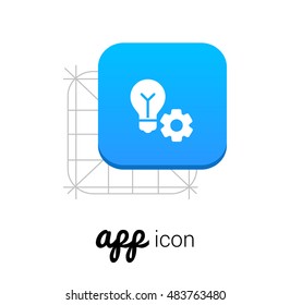 Lamp and gear Blue Mobile App UI/UX Button Corporate Logo / Icon Design