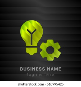 Lamp and gear Lime Green and Black silk fashion premium icon / Logo