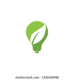 lamp green leaf nature logo vector