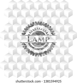 Lamp grey emblem with geometric cube white background