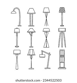 lamp hand drawn doodle illustrations vector set