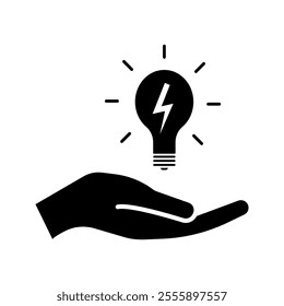 lamp and hand icon.on white background
