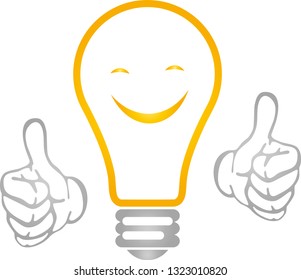 Lamp with hands and smile logo