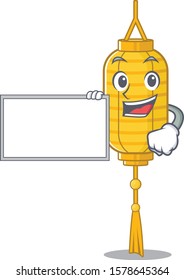 Lamp hanging with board cartoon Character design style
