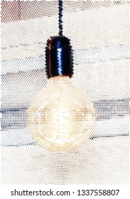 The lamp hanging on the ceiling