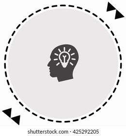 Lamp in head icon Flat Design. Isolated Illustration.