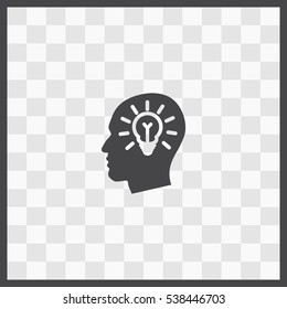 Lamp in head vector icon. Isolated illustration. Business picture.