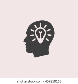 Lamp in head web icon. Isolated illustration