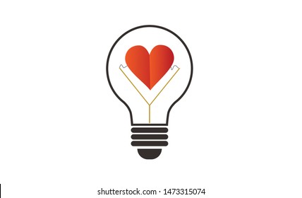 Lamp with a heart. The concept of love. Vector illustration. Icon.