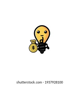 Lamp hold money Cartoon Character Design Vector Illustration. With Cute, Funny, And Fun Cartoon. 