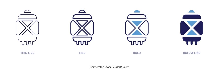 Lamp icon in 4 different styles. Thin Line, Line, Bold, and Bold Line. Duotone style. Editable stroke.