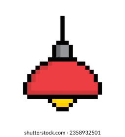 Lamp icon 8 bit, pixel art  attention sign ceiling lamp icon  for game  logo.