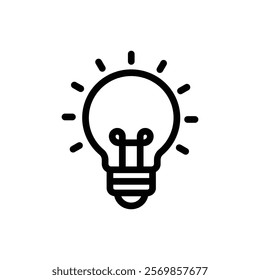 Lamp icon Black and white outline vector