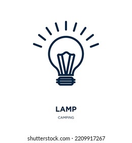 lamp icon from camping collection. Thin linear lamp, energy, electricity outline icon isolated on white background. Line vector lamp sign, symbol for web and mobile
