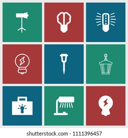 Lamp icon. collection of 9 lamp filled and outline icons such as studio lapm, bulb. editable lamp icons for web and mobile.
