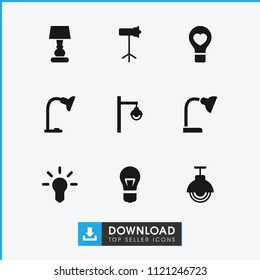 Lamp icon. collection of 9 lamp filled icons such as bulb heart, studio lapm. editable lamp icons for web and mobile.