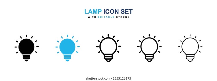 Lamp icon collection in black and blue colors