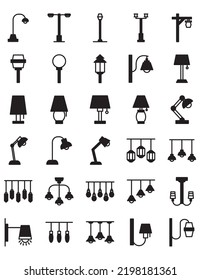 Lamp icon collection, white color background