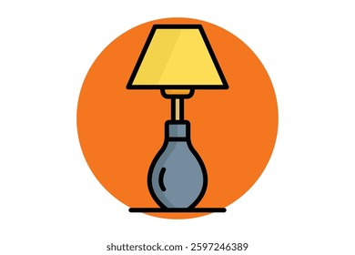 Lamp icon. colored outline icon style. icon related to furniture. furniture elements vector illustration