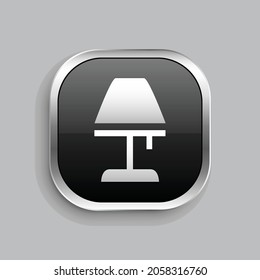 lamp icon design. Glossy Button style rounded rectangle isolated on gray background.. Vector illustration