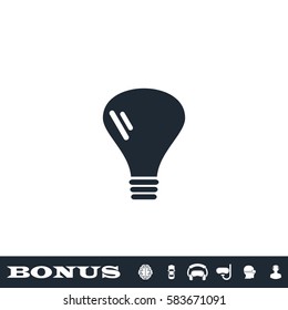 Lamp icon flat. Black pictogram on white background. Vector illustration symbol and bonus button