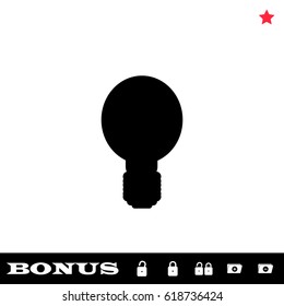 Lamp icon flat. Black pictogram on white background. Vector illustration symbol and bonus button open and closed lock, folder, star