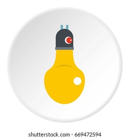 Lamp icon in flat circle isolated on white background vector illustration for web