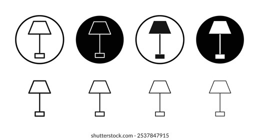 Lamp icon Flat simple outline set