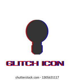 Lamp icon flat. Simple pictogram - Glitch effect. Vector illustration symbol