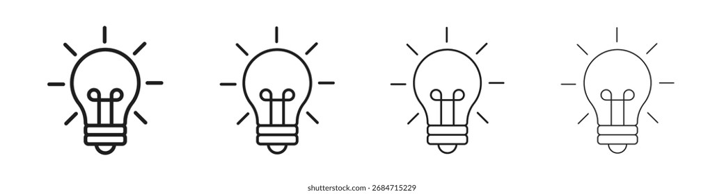 Lamp icon Flat thin line vector illustration art outline set