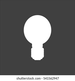 Lamp icon flat. Vector white illustration isolated on black background. Flat symbol