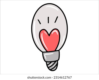 Lamp Icon with Heart Decoration