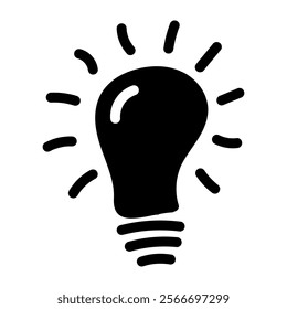 Lamp icon. Idea lamp icon hand drawn illustration. Vector isolated on white background.