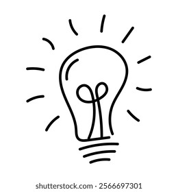Lamp icon. Idea lamp icon hand drawn illustration. Vector isolated on white background.