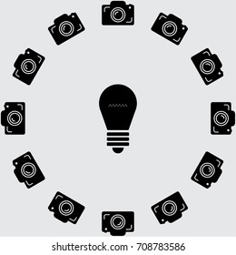 Lamp icon, idea vector illustration
