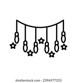 Lamp icon. linear style sign for mobile concept and web design. xmas lights decoration simple line vector icon. Symbol, logo illustration. Pixel perfect vector graphics