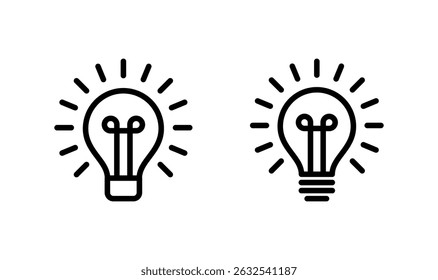 Design do logotipo do ícone de lâmpada. Símbolo de lâmpada e símbolo de ideia.