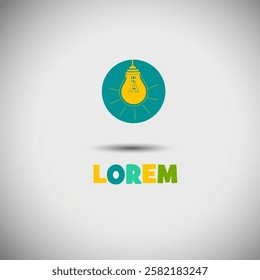 lamp icon logo, hand drawn. Not AI, Vector illustration