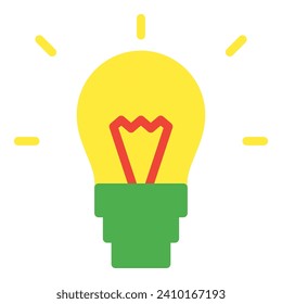 Lamp icon or logo illustration flat color style