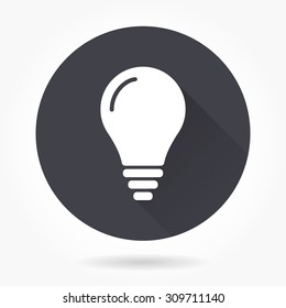 Lamp  icon with long shadow, flat design. Vector illustration.