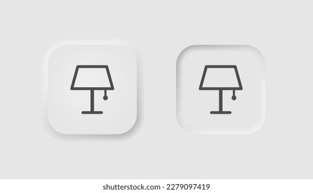 Lamp icon in neumorphism style. Icons for business, white UI, UX. Lampshade symbol. Home interior, desk lamp. Neumorphic style. 